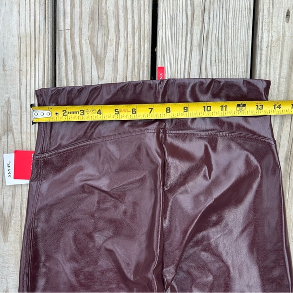 NWT SPANX FAUX PATENT LEATHER Leggings Pants Ruby Shine size M TALL Shiny Fun - Picture 9 of 11
